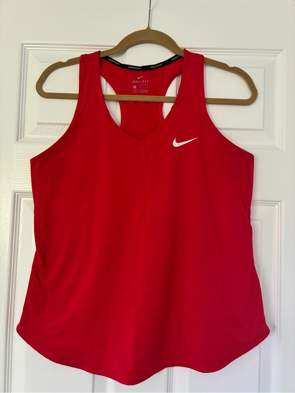 Nike Red Racerback Dri-FIT Tank Top with White Swoosh